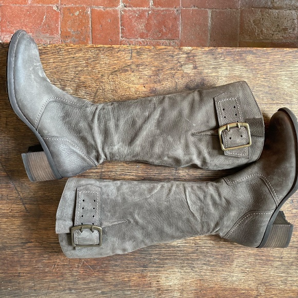 Paul Green Tall Moto Gray Suede Boots, 11 - Picture 4 of 9